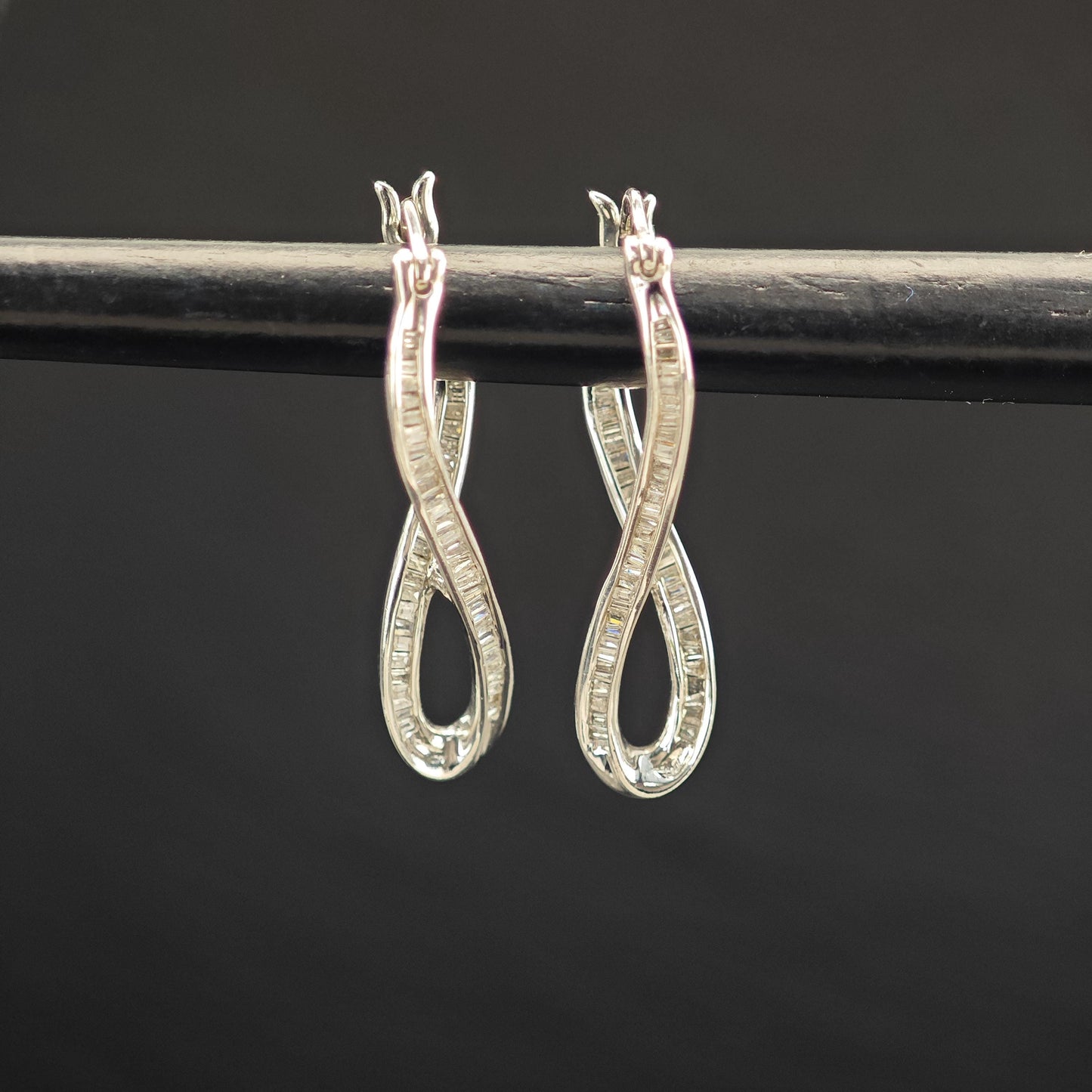 JWBR White Diamonds Abstract Hinged Earrings Sterling Silver