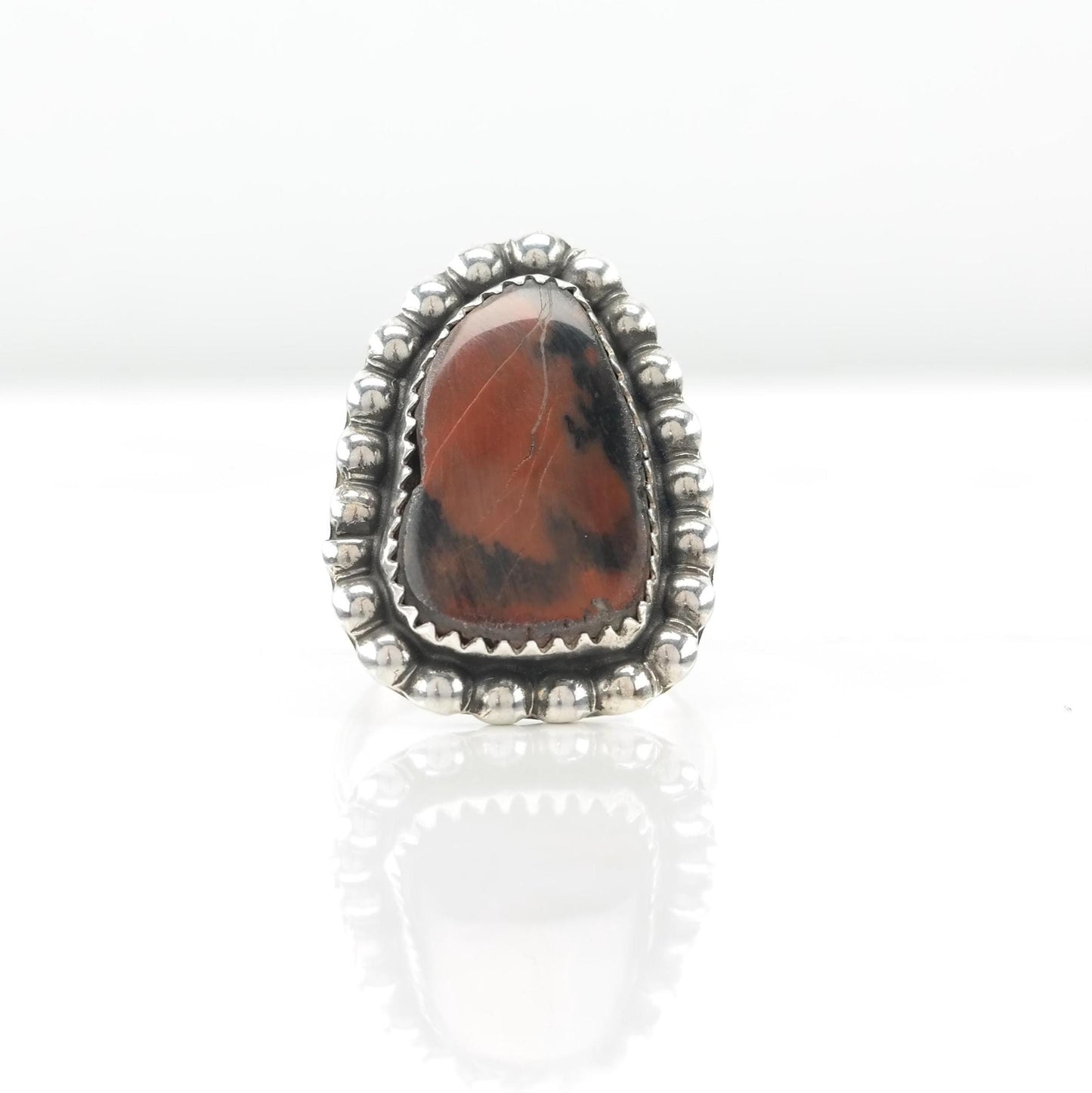 Vintage Southwest Petrified Wood Silver Ring Sterling