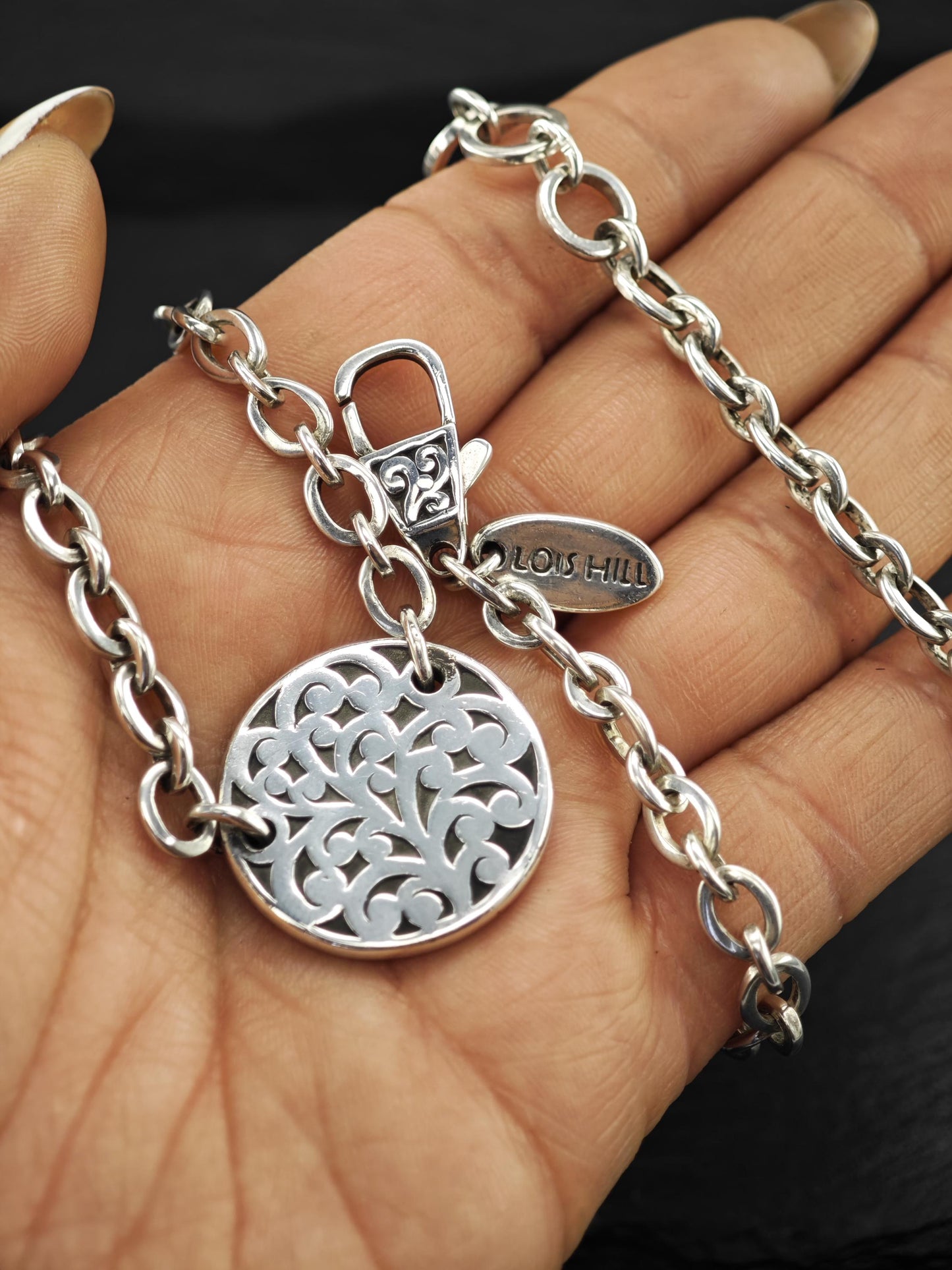 Lois Hill Filigree, Overlay Necklace Sterling Silver N2474