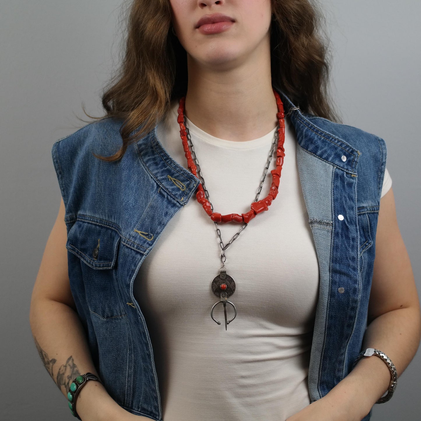 Natural Coral Necklace Native Sterling Silver Red Graduated 78g N2018