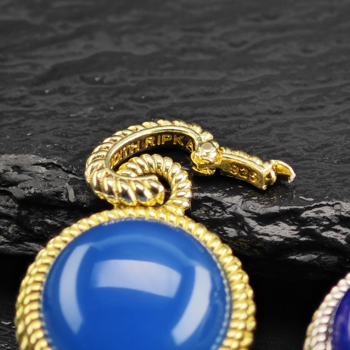 Choice of Judith Ripka Round Blue Stone or Lapis Sterling Silver Pendants P3115