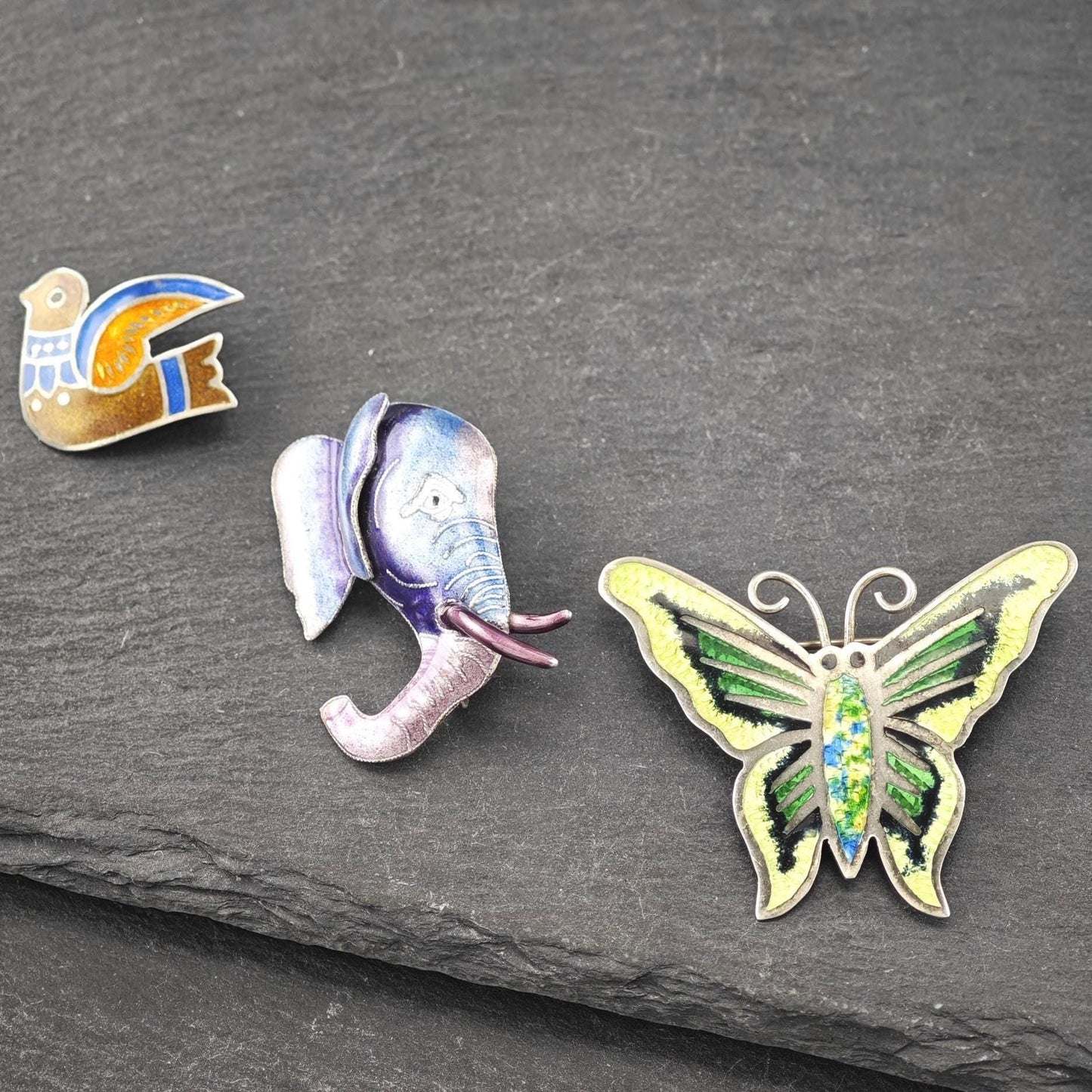 Choice of Enamel, Animal Brooches Sterling Silver