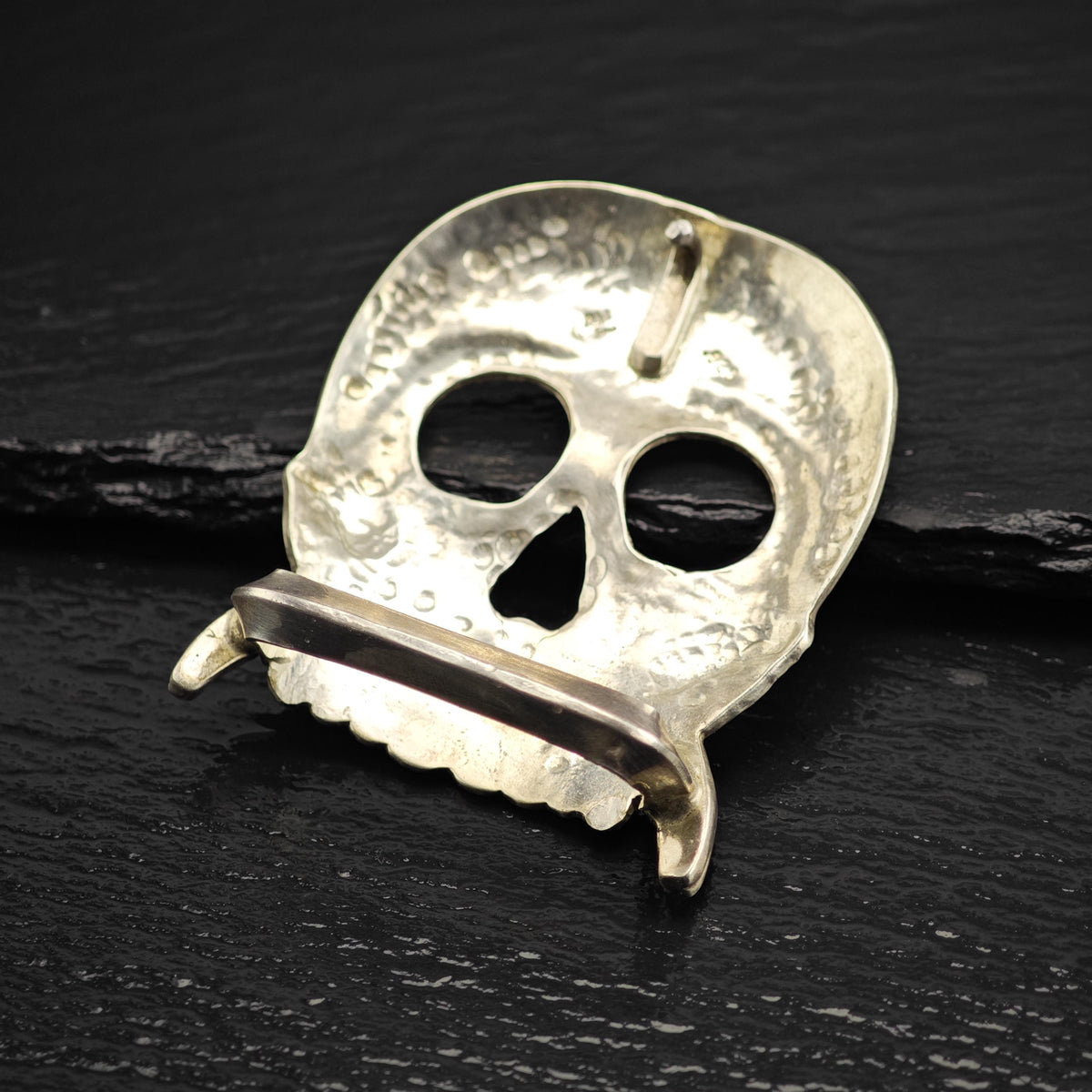 Vintage Skull, Mustache 1 1/4" Belt Buckle Sterling Silver MISC0407