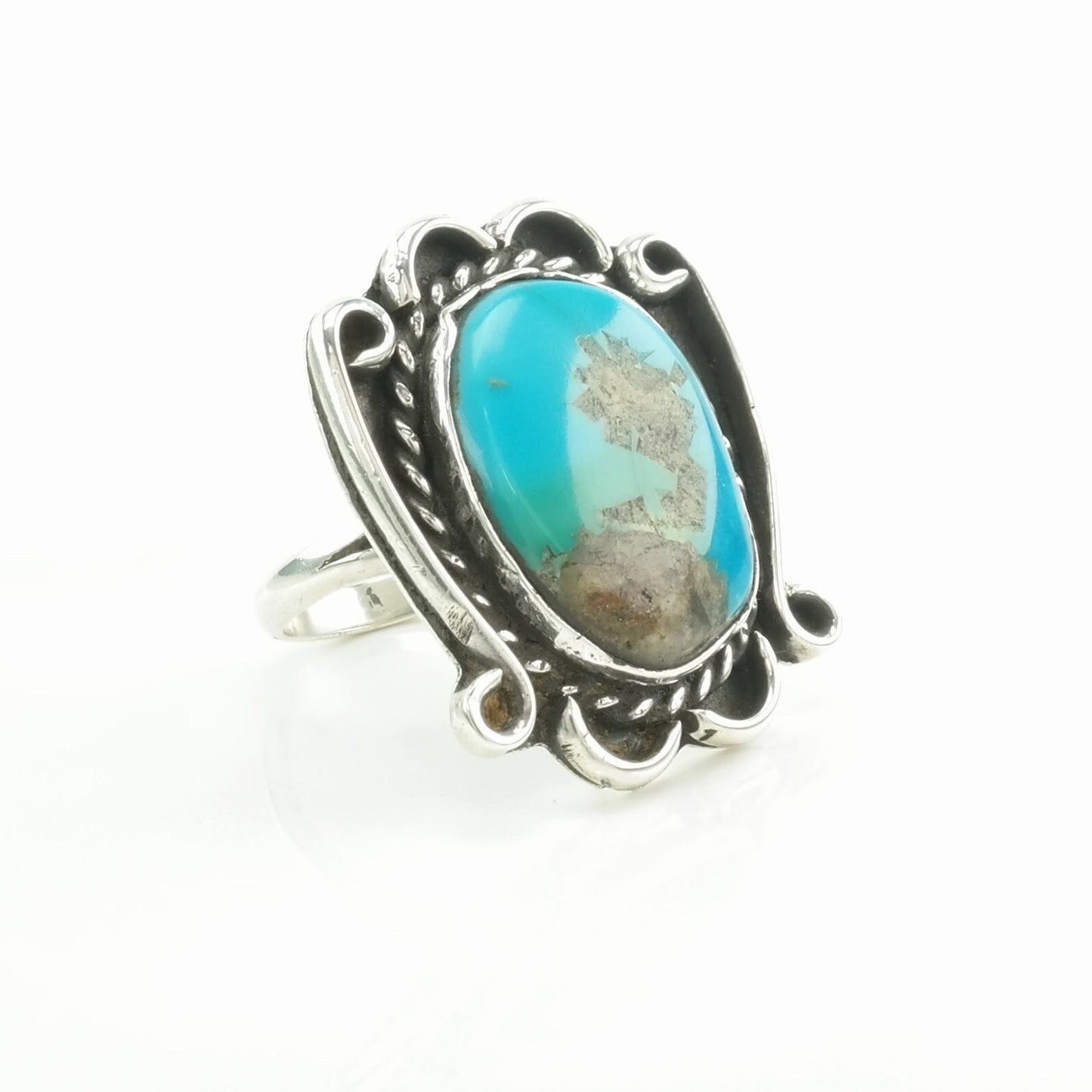 Sterling Silver Ring Turquoise Blue Size 6 1/4