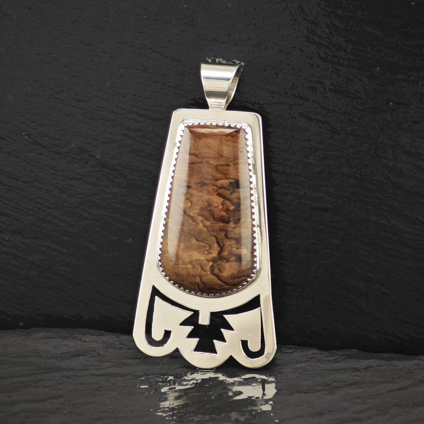 Brown Gem Pendant Sterling Silver by Joe Chavez P2822