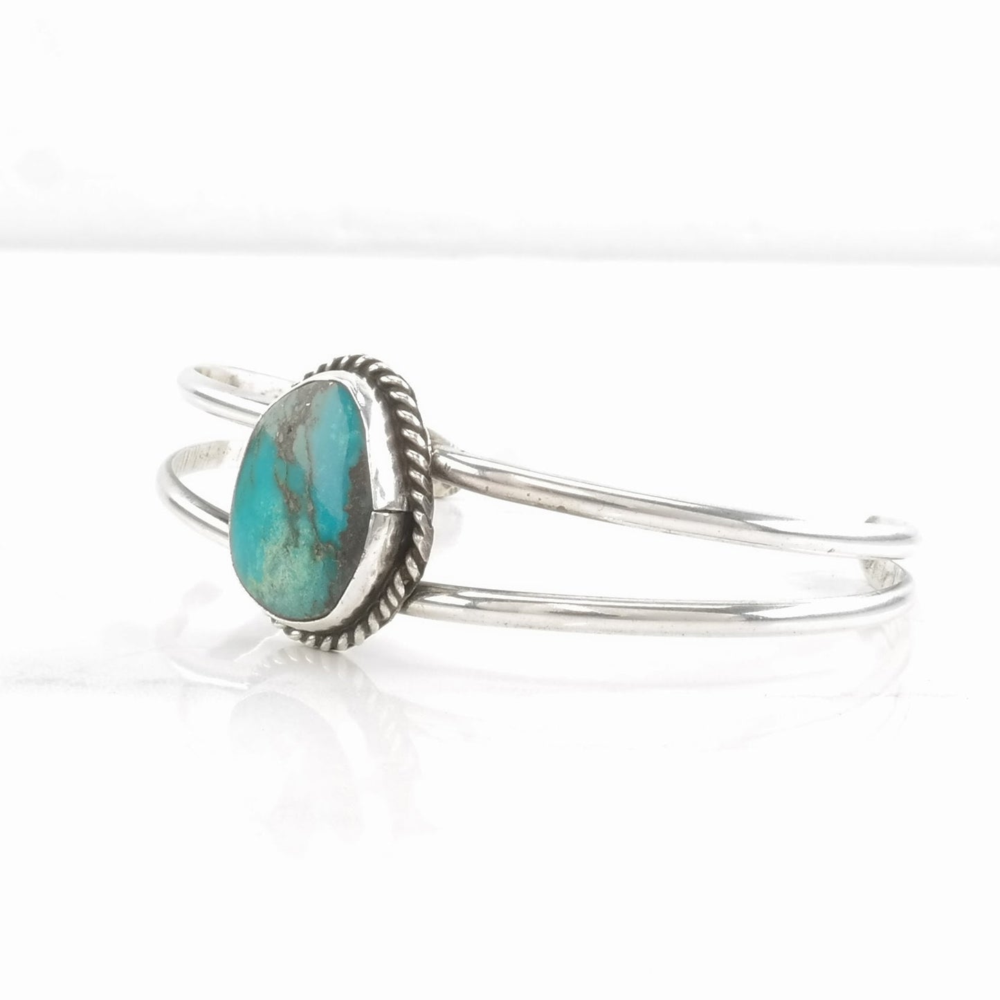 Southwest Turquoise Cuff Bracelet Sterling Silver Blue