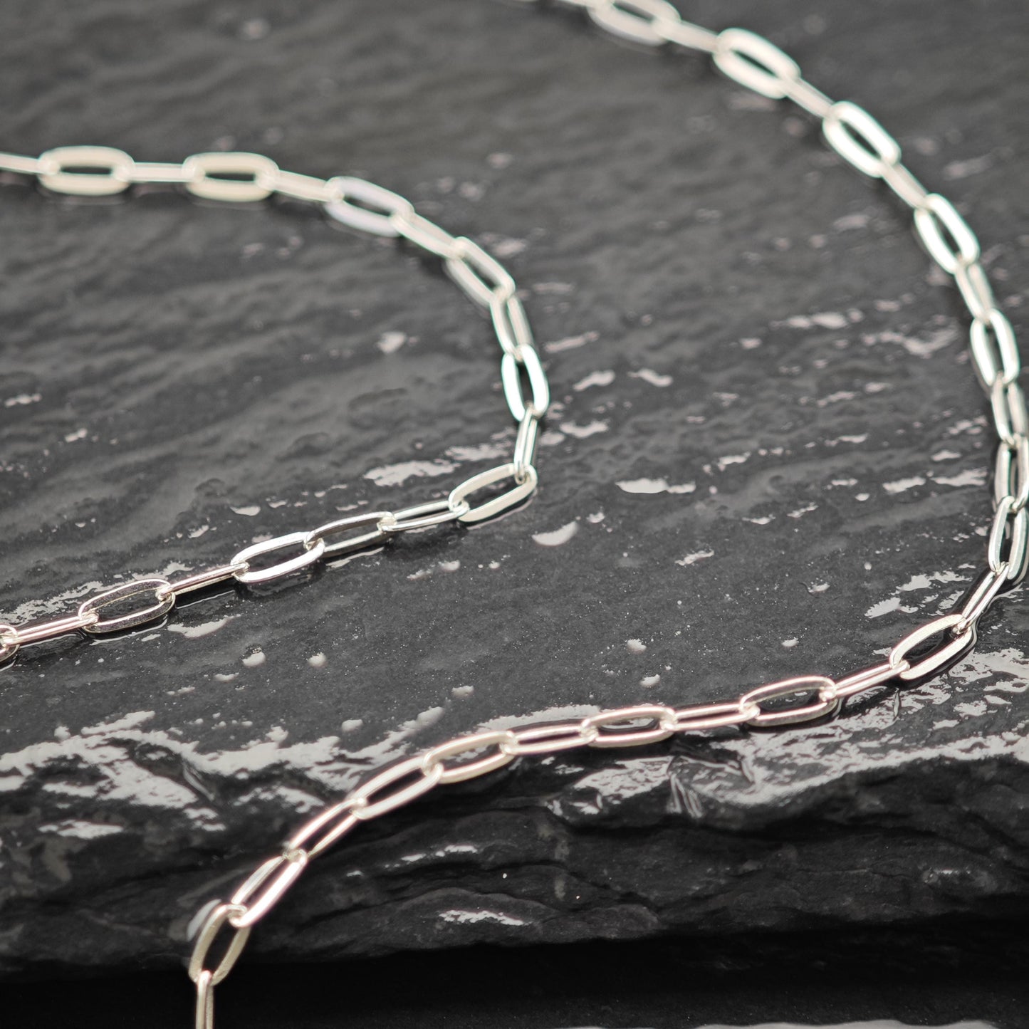 Adjustable Slider Paper Clip Chain Sterling Silver Necklace 24" N2628