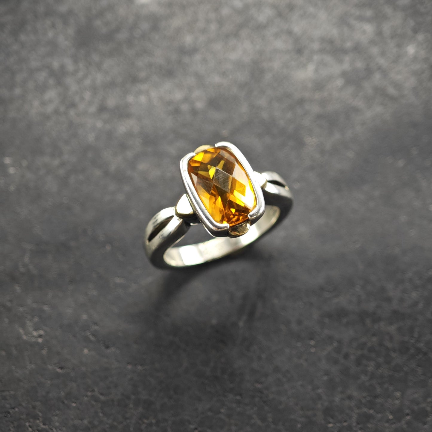 Vintage Lorenzo Citrine 18K Gold Accent Sterling Silver Ring Sz 8 3/4 R6576