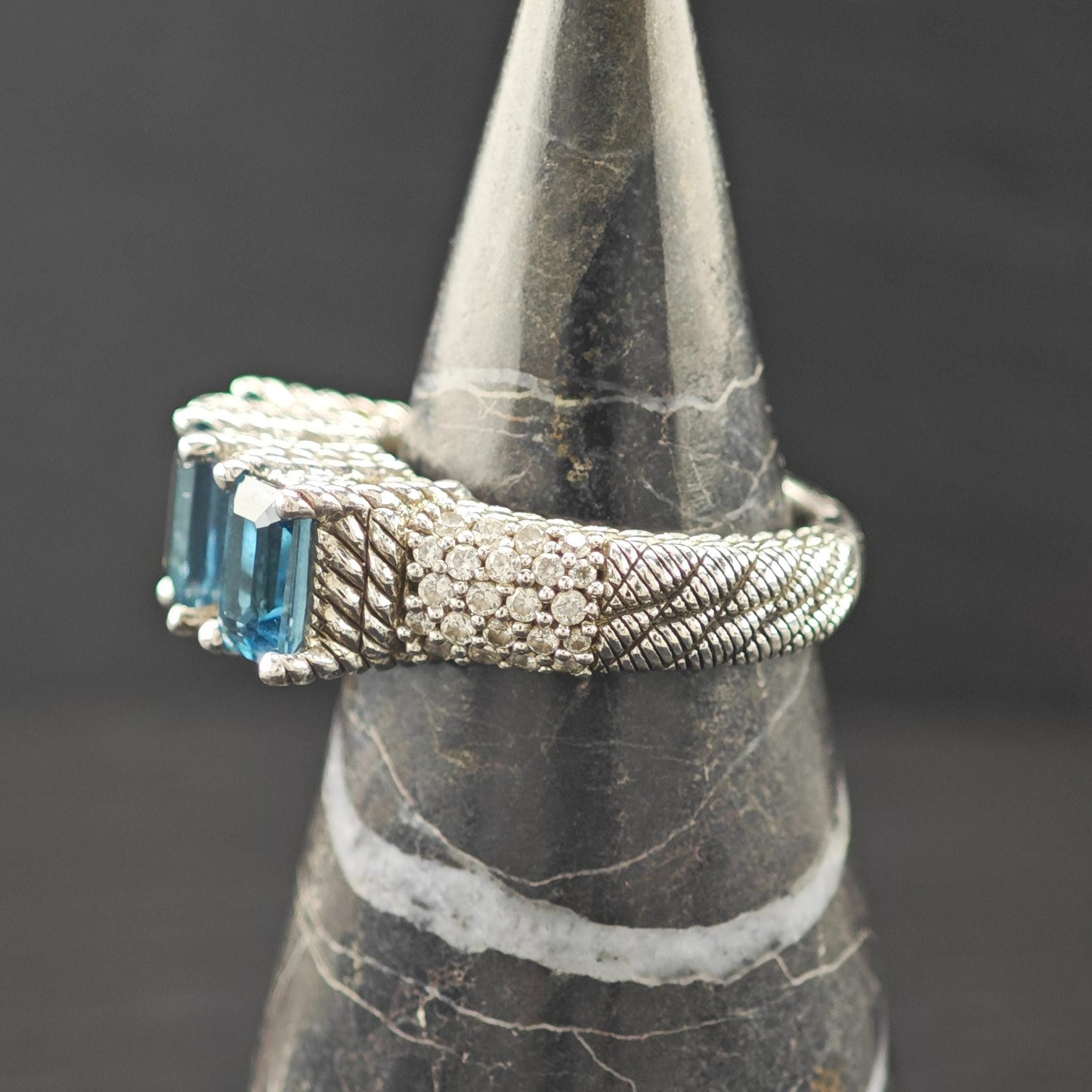 Judith Ripka Topaz, CZ Ring Sterling Silver