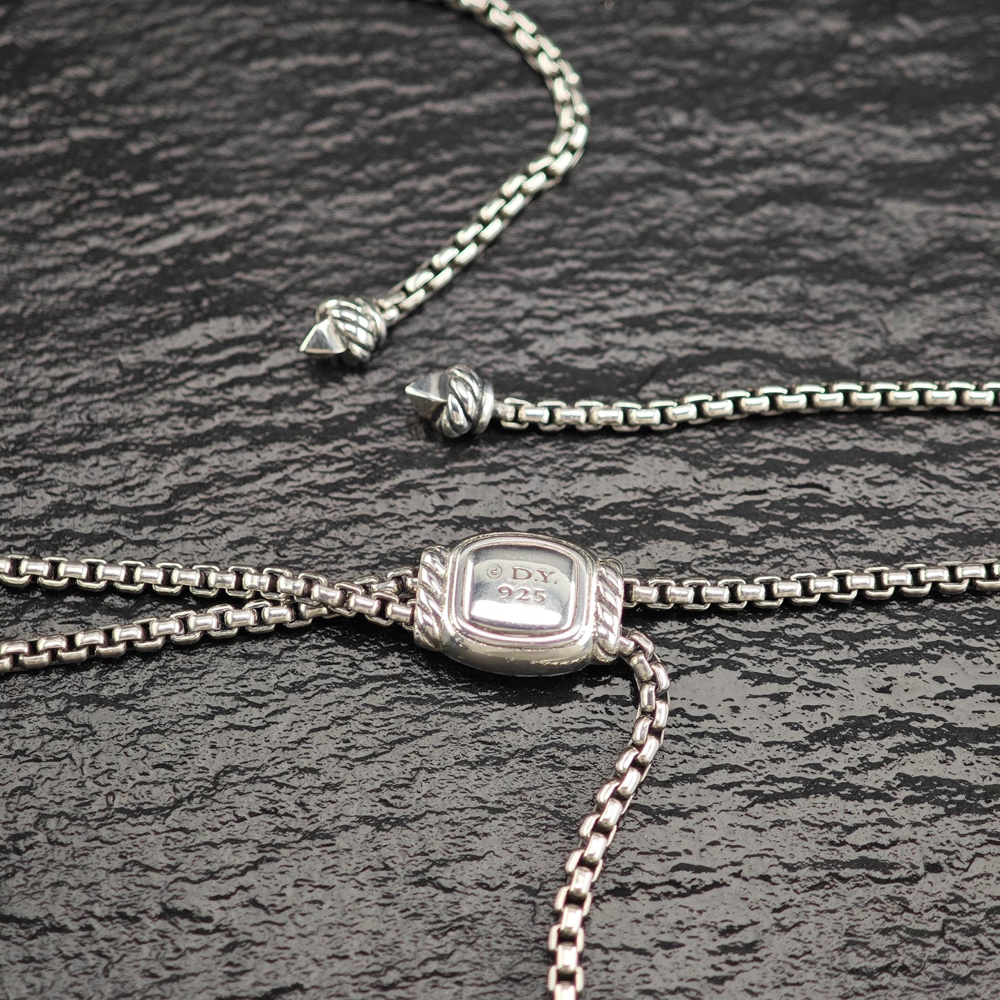 David Yurman Vintage Circle Necklace Medium White Diamond Stax Sterling Silver