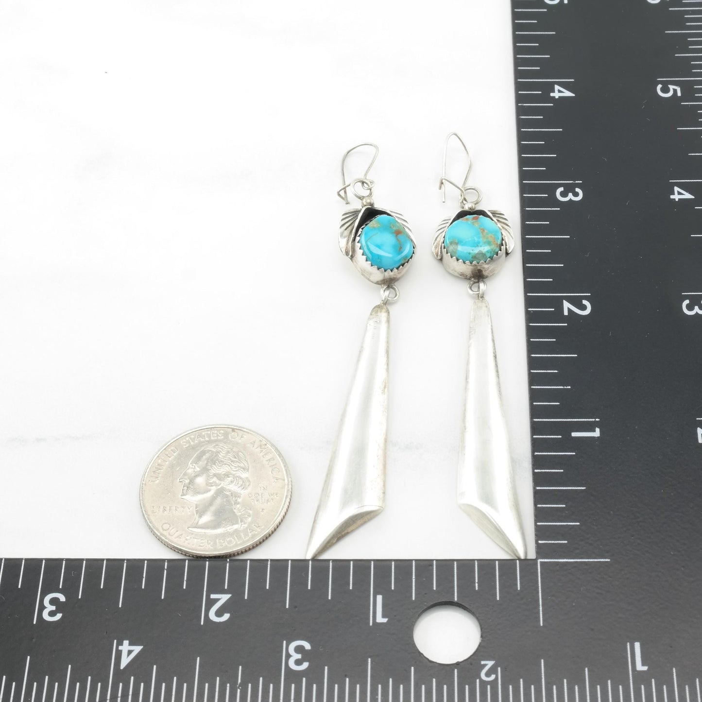 Choice Native American Earrings Sterling Silver Turquoise Naja Long