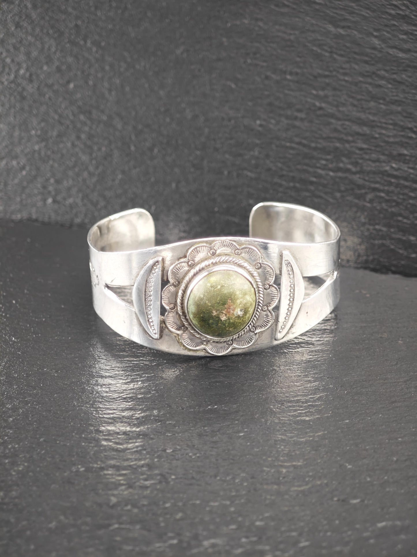 Fred Harvey Era Cerillos, Native American Cuff Bracelet Sterling Silver