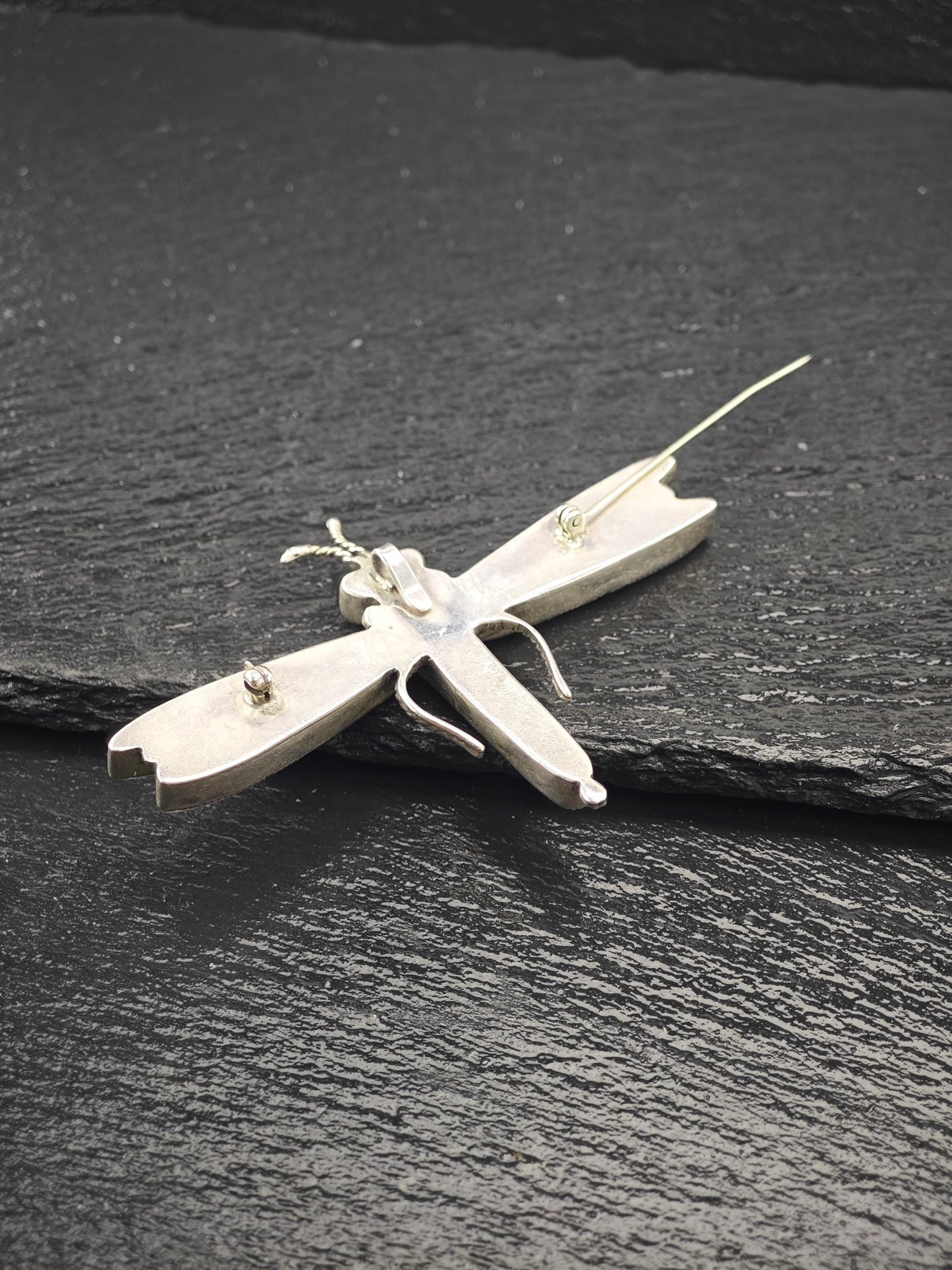 Attr. Lambert Homer Sr, Native American, Zuni Inlay, Dragonfly Brooch/Pendant Sterling Silver