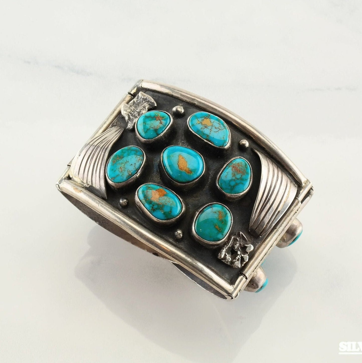 Native American Turquoise Cuff Sterling Silver Bracelet