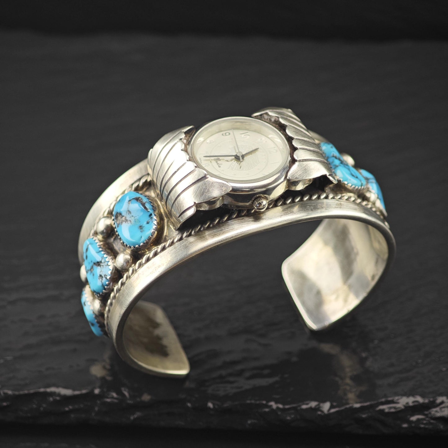 AS IS Turquoise Watch Cuff Sterling Silver Tommy Moore