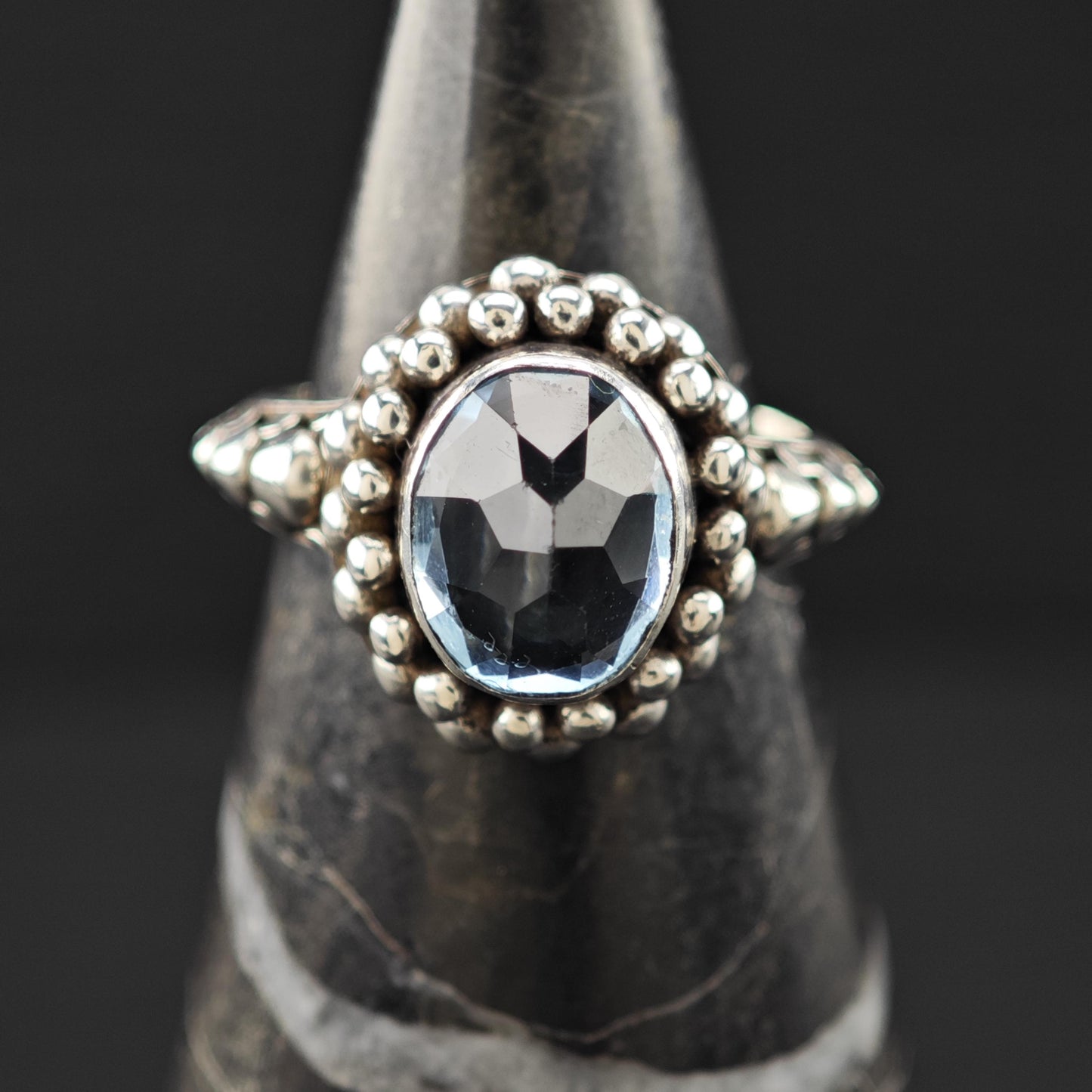 Sterling Silver Ring Oval Topaz Gemstone Size 6 R6101