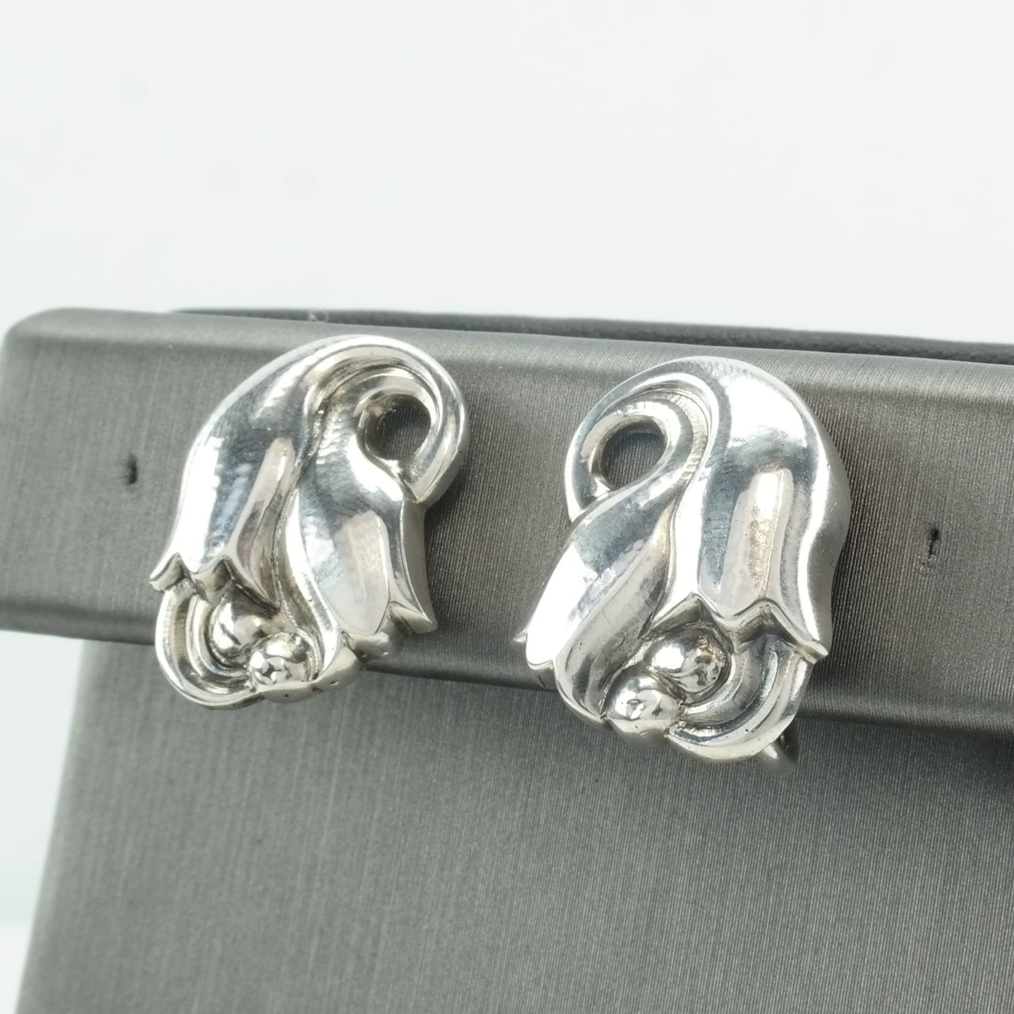 Mismatched Georg Jensen Sterling Silver Flower Earrings Screw Back 100