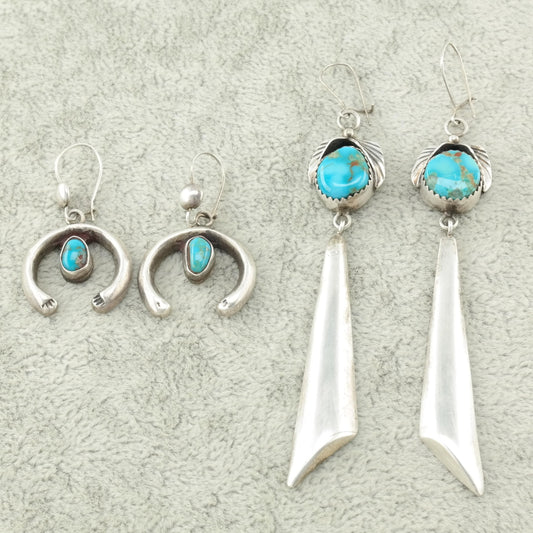 Choice Native American Earrings Sterling Silver Turquoise Naja Long