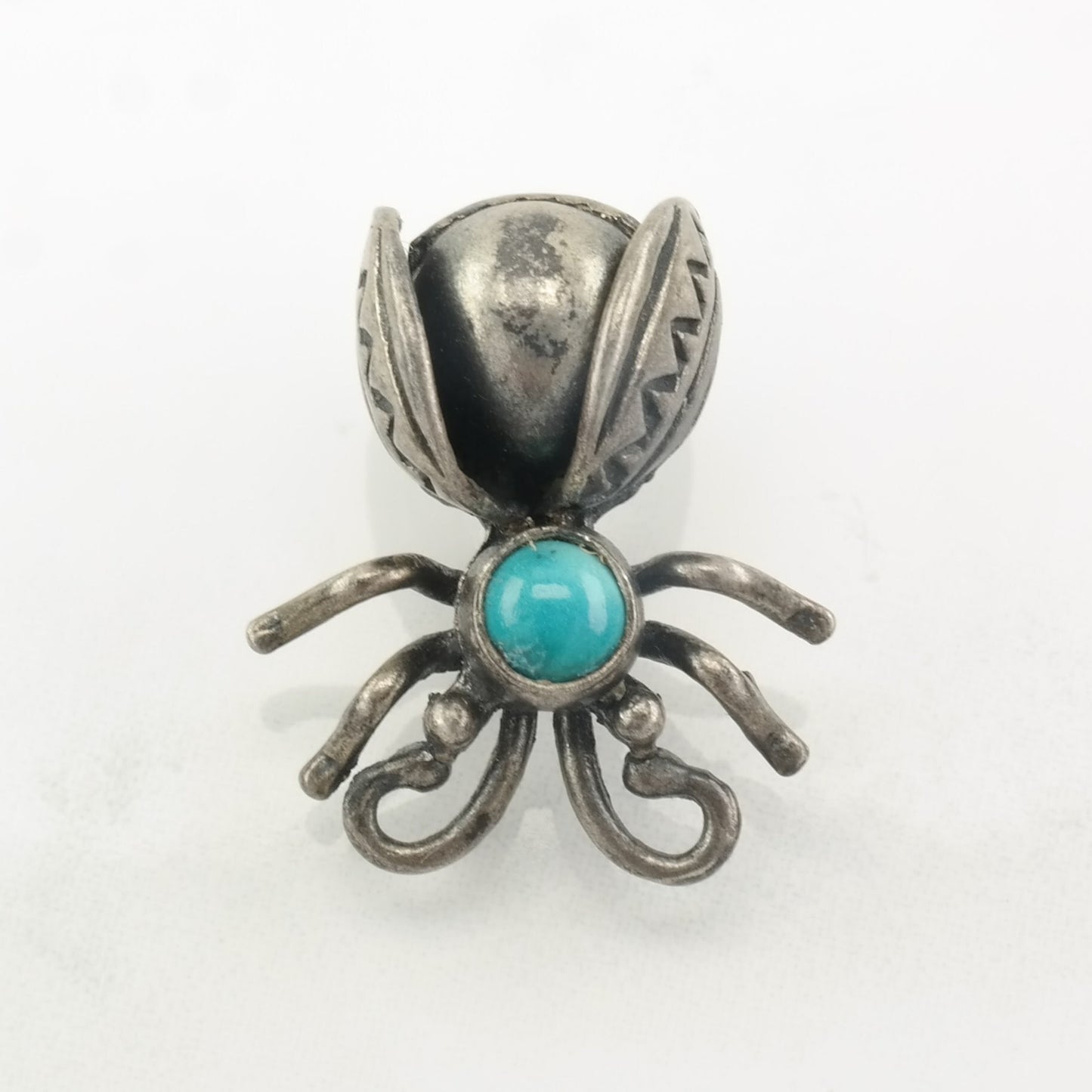 Native American Brooch Bug, Bee Blue Turquoise Sterling Silver