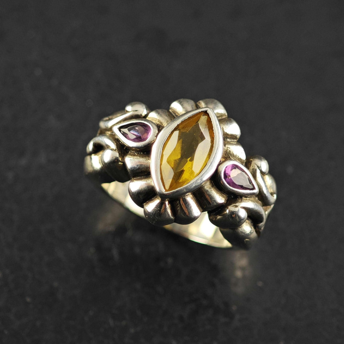 Citrine Garnet Sterling Silver Ring Sz 9 R6875