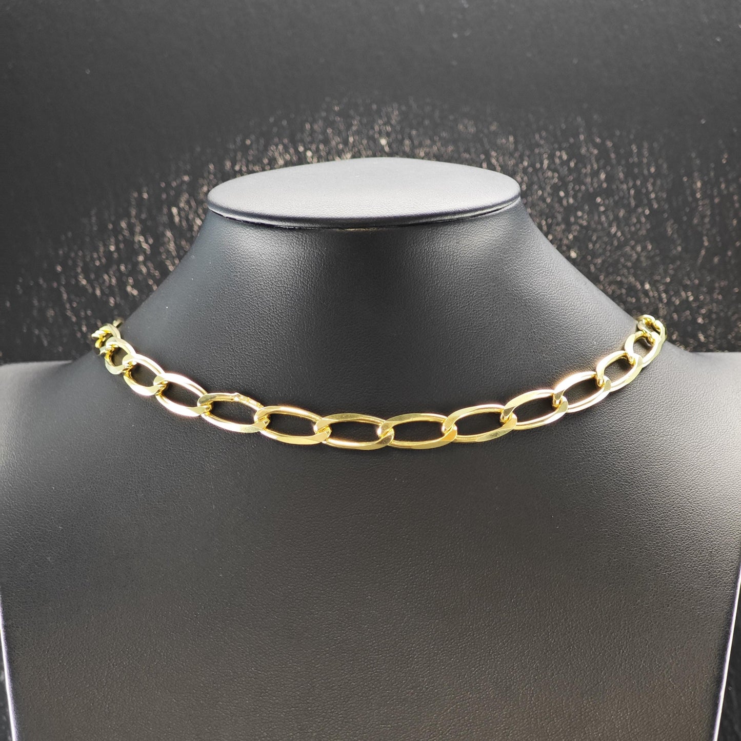 AS IS Sterling Silver Gold Modified Figaro 8mm Link Chain Necklace 24" N2646
