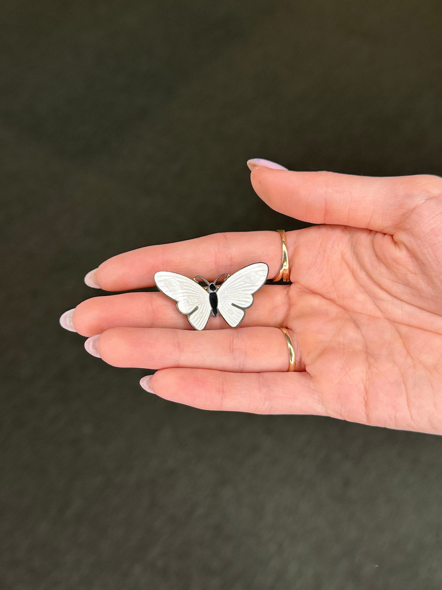 Norway Sterling Silver Brooch Butterfly Enamel