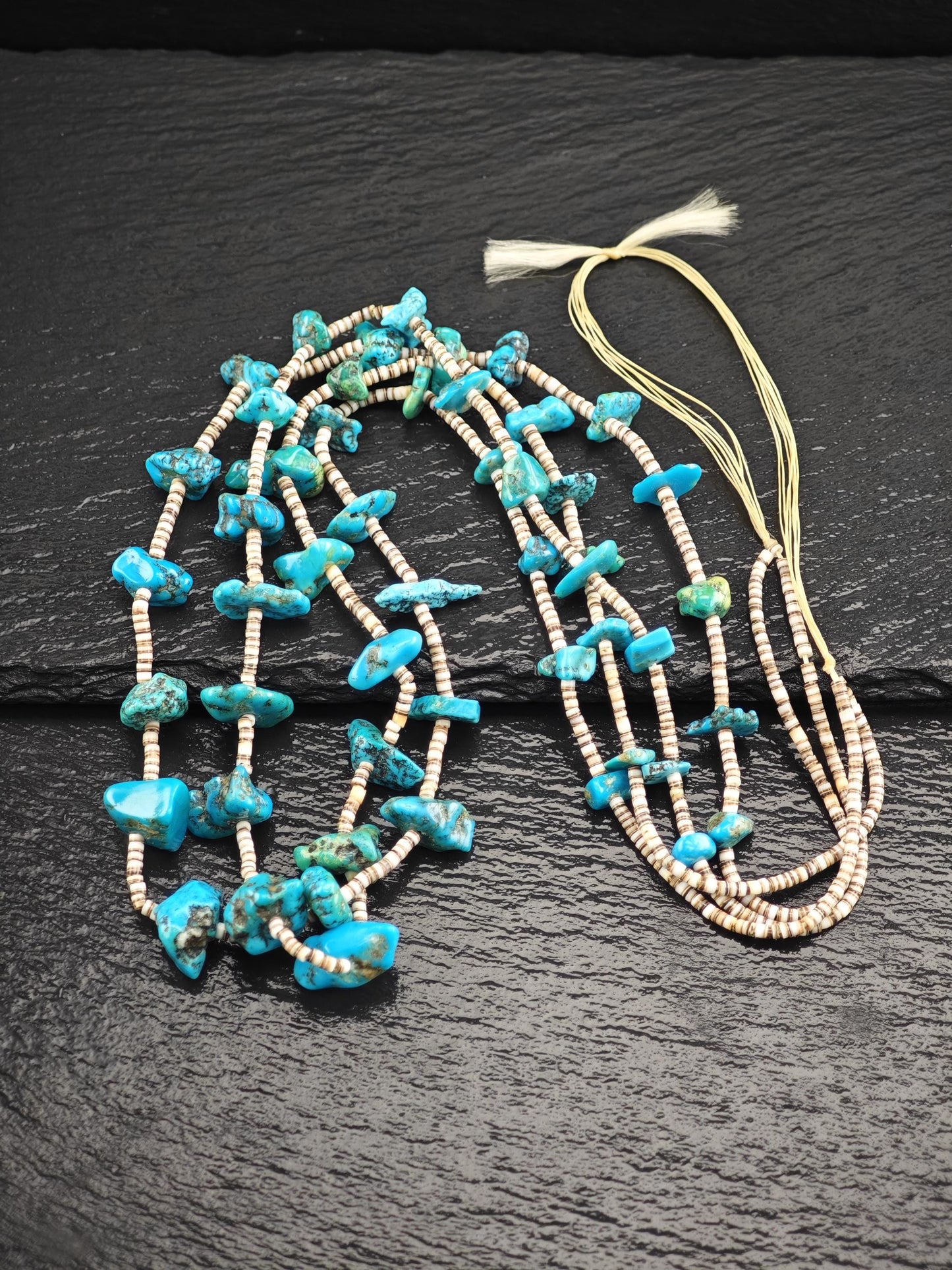 Sw Turquoise, Heishi Beads Necklace Sterling Silver N2510
