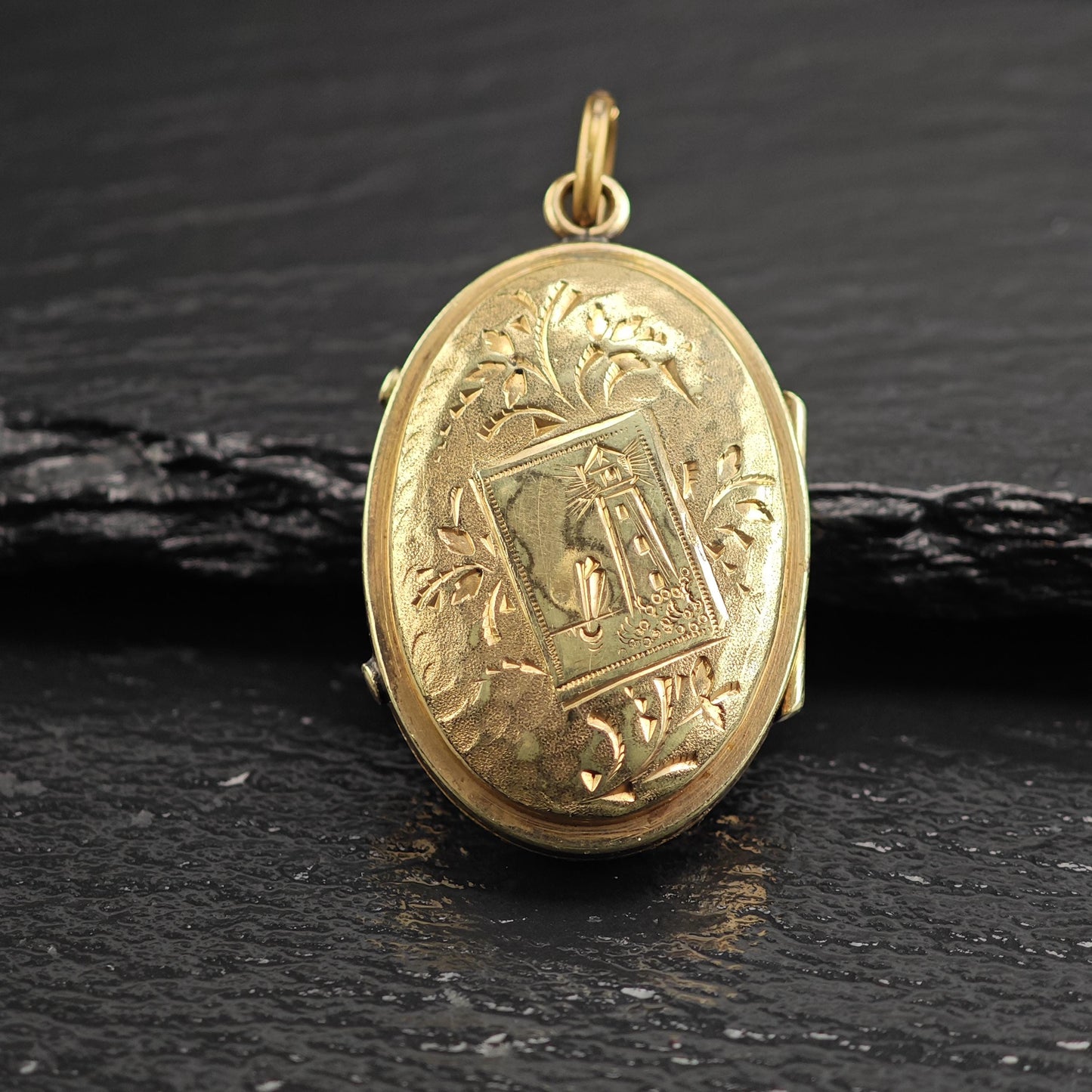 Antique Gold Filled Memorial Hair Locket Pendant Enamel, P3026