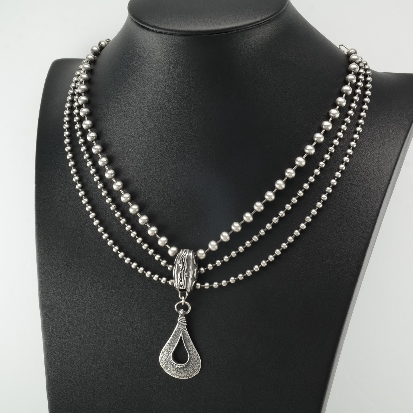 Vintage Silpada Oxidized, Sterling Silver 3 Strand Necklace N2380