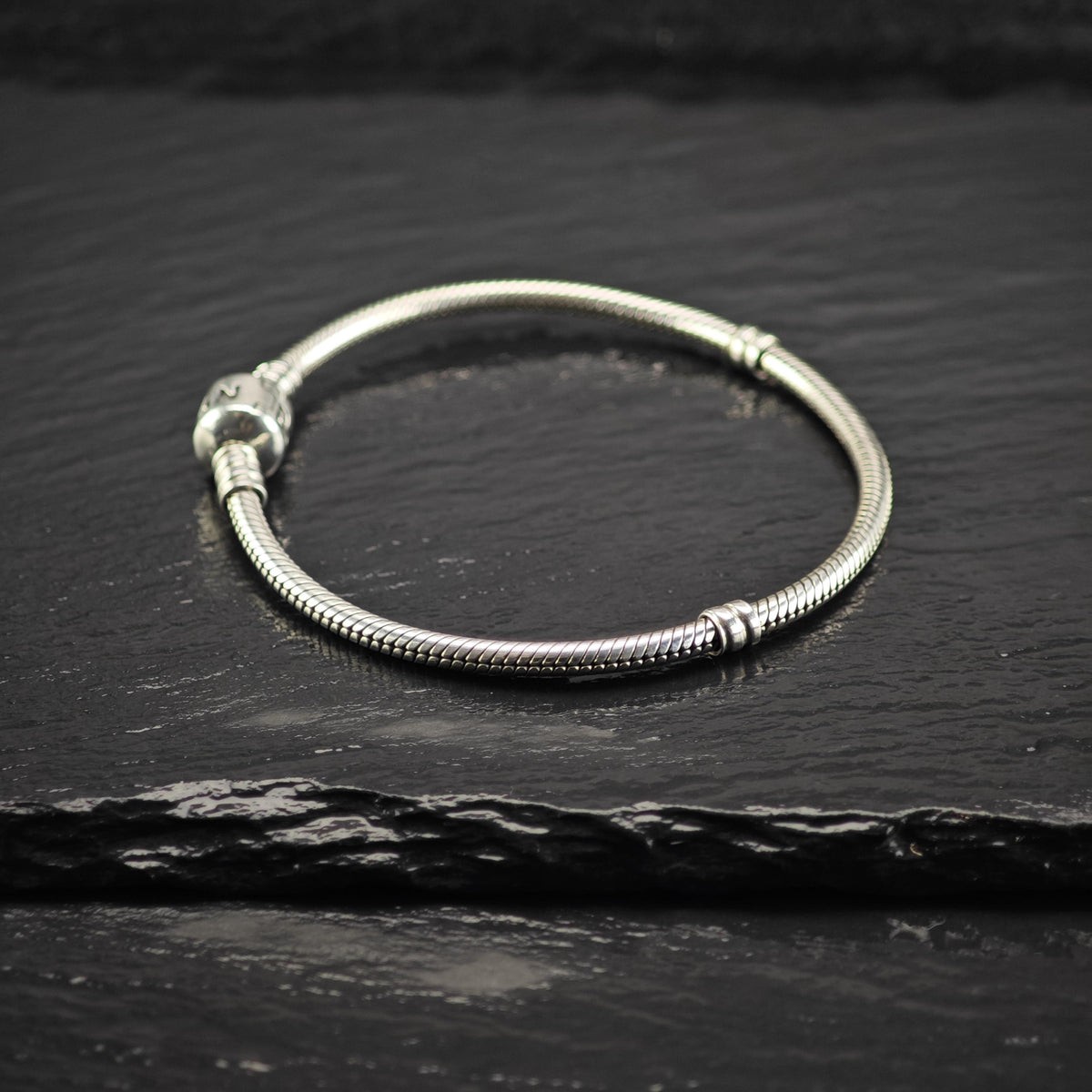 Vintage Pandora Sterling Silver Line Bracelet Sz 7" BR3182