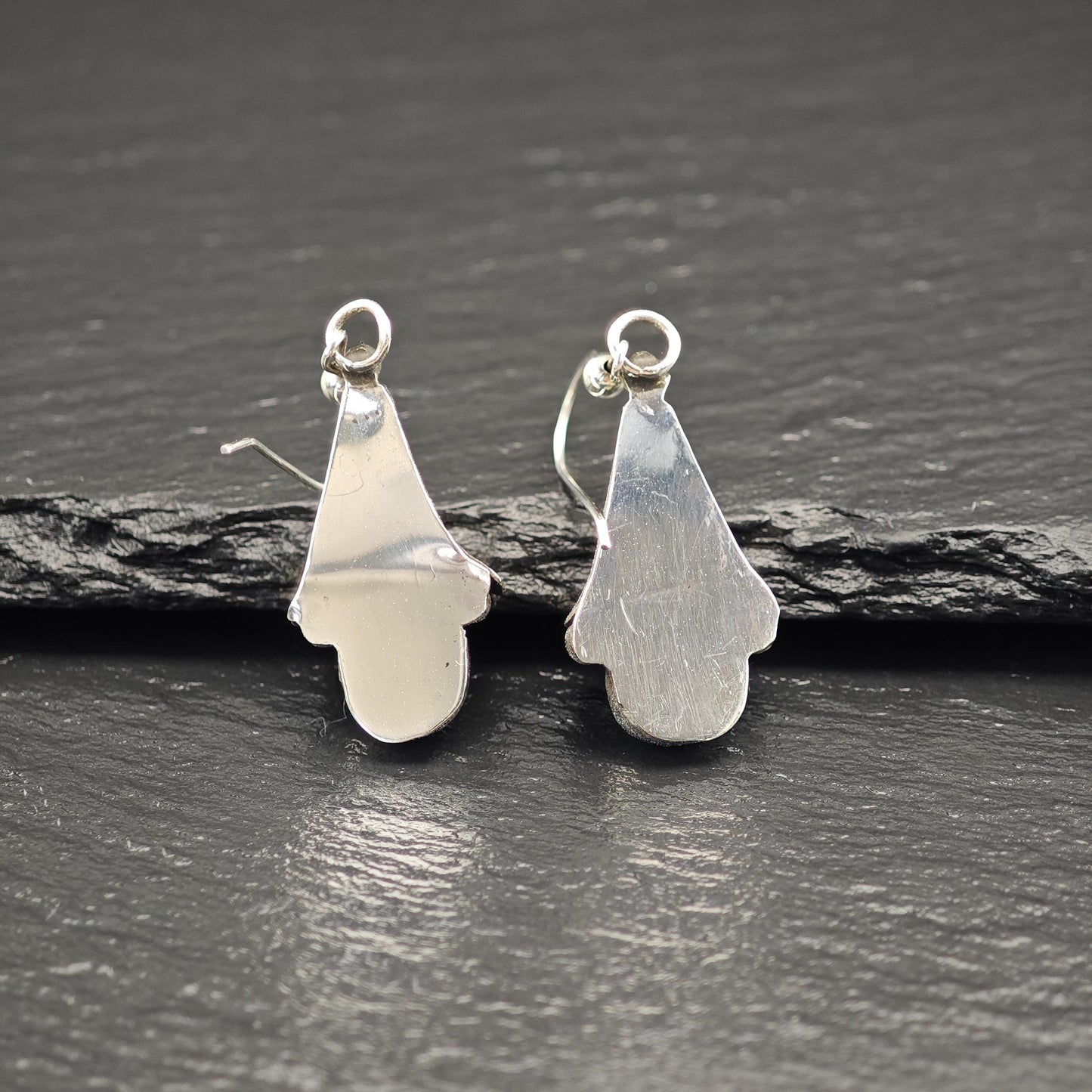 Vintage Blue Turquoise Blossom, Fish Hook Earrings Sterling Silver