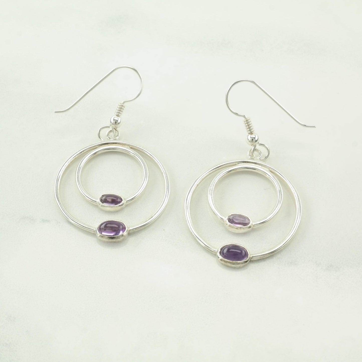 Choice of Vintage Pandora Purple Amethyst, Modernist Sterling Silver Fish Hook Earrings