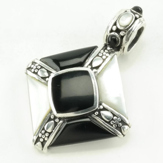 Vintage Onyx, MOP Sterling Silver Pendant