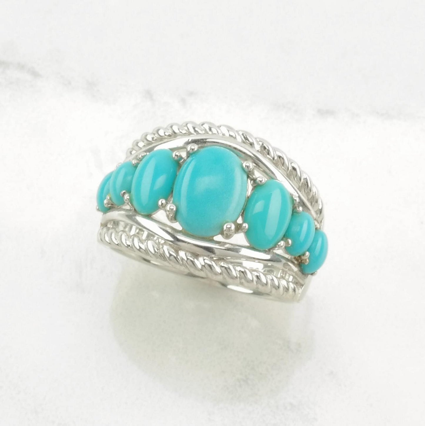 Sterling Silver Ring, Turquoise Blue Size 5