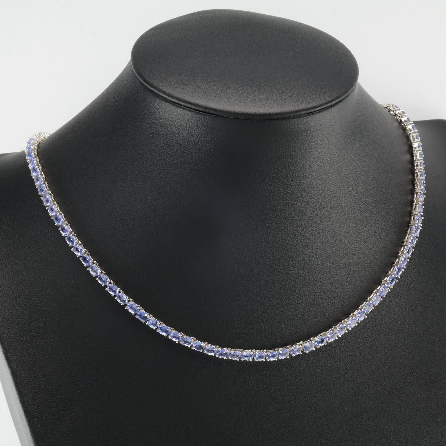 Vintage 15ctw Sterling Silver, Tanzanite Tennis Line Necklace