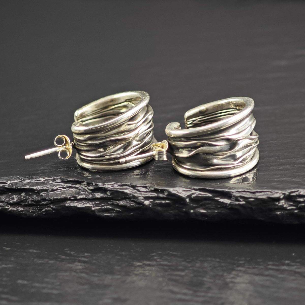 Stud Hoop Sterling Silver Earrings ER3200