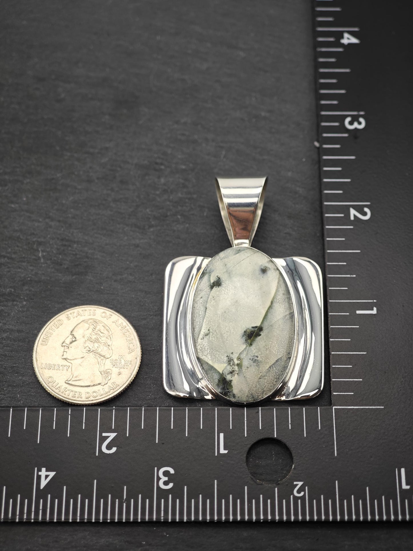 DTR Green Gemstone Pendant Sterling Silver