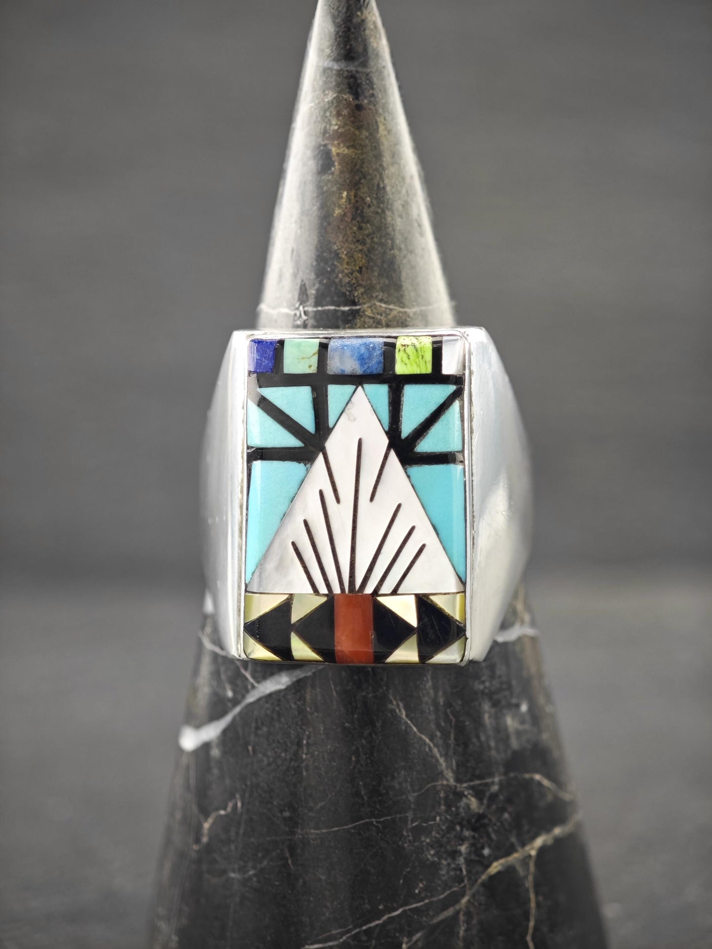 Zuni, Inlay Native American Ring Sterling Silver