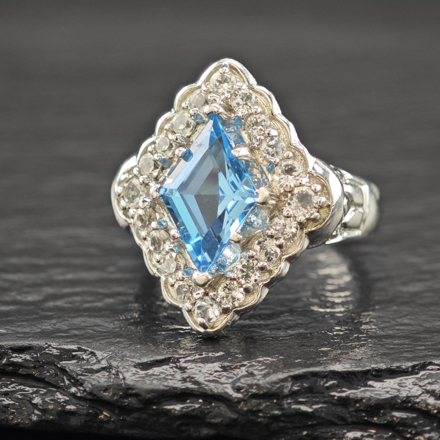 Topaz Statement Ring Sterling Silver Sz 6 1/4 R6096