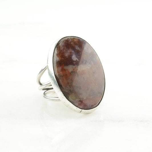 Sterling Silver Ring Agate Large Red Size 7