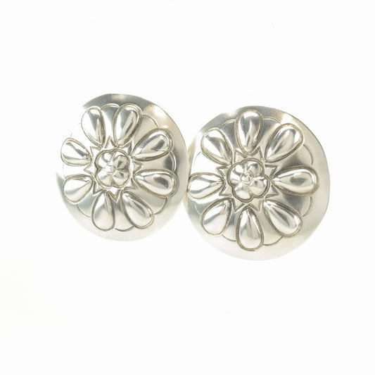 Vintage Sterling Silver Stud Earrings Southwest Dome Stamped, Shield