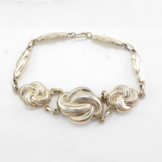 Victorian Love Knot Gold Gilded 800 Sterling Silver Link Bracelet