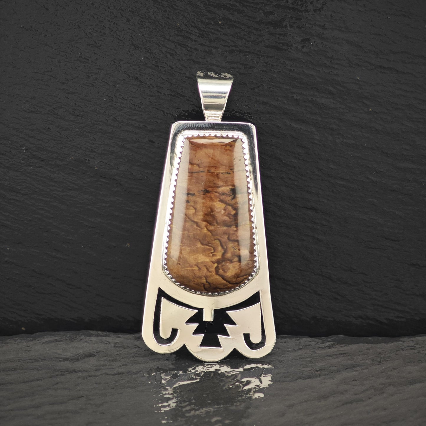 Brown Gem Pendant Sterling Silver by Joe Chavez P2822