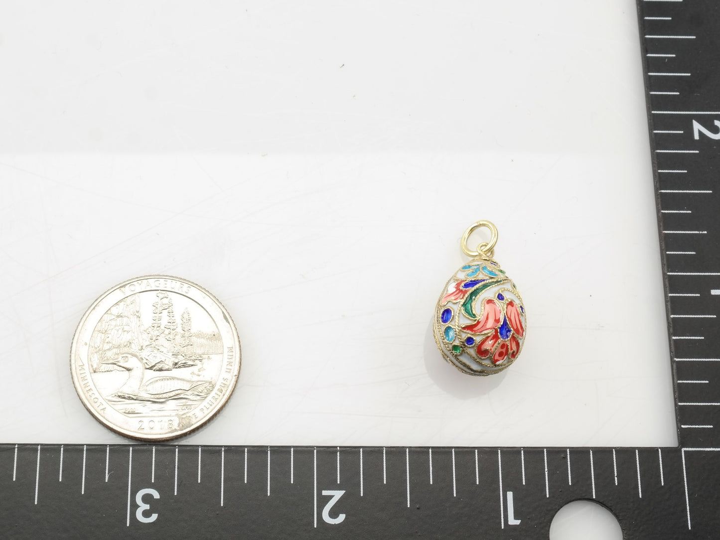 Vintage Enamel Faberge Style Egg Sterling Silver Pendant