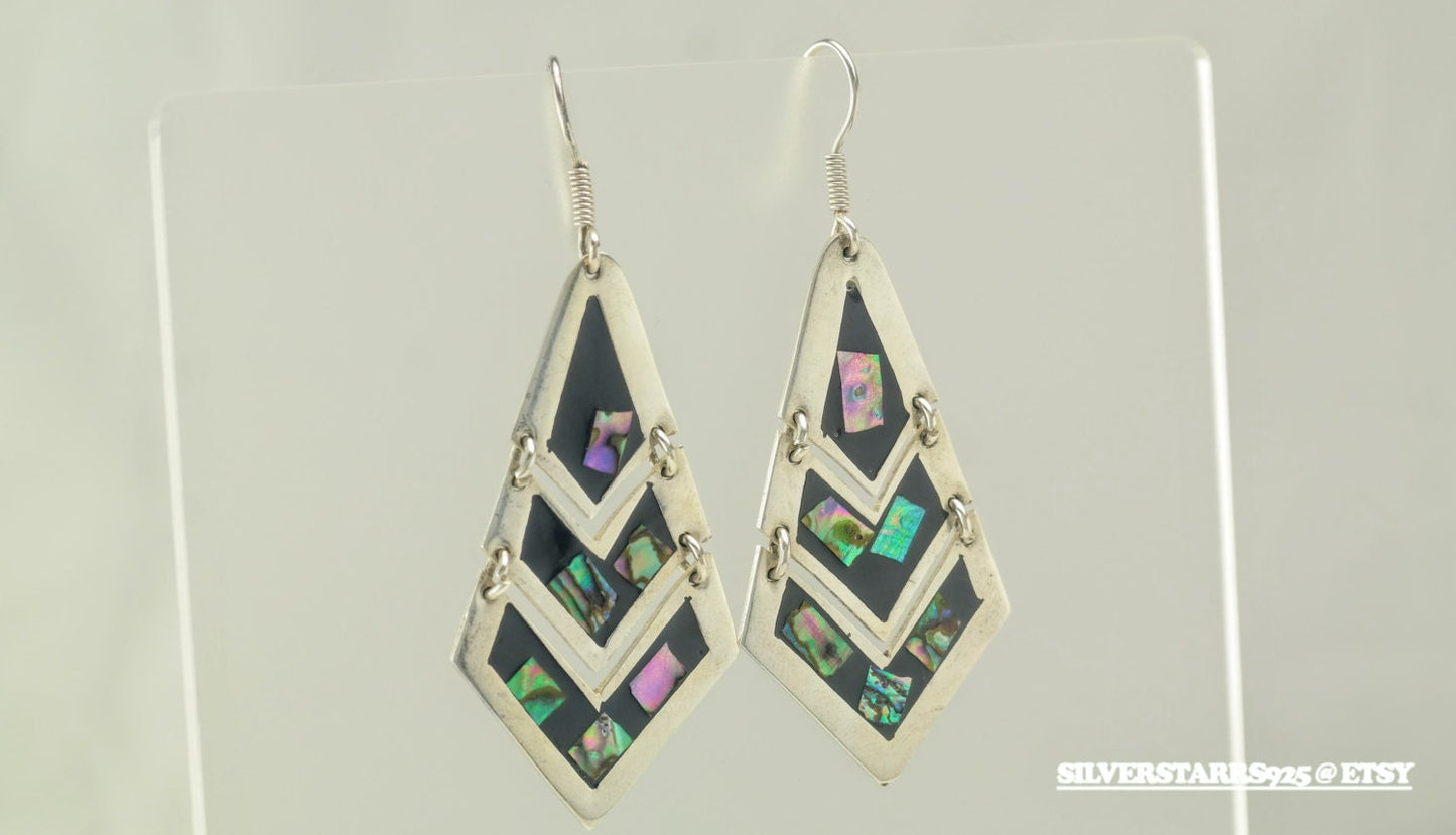 Sterling Silver Pyramid Abalone Shell Earrings