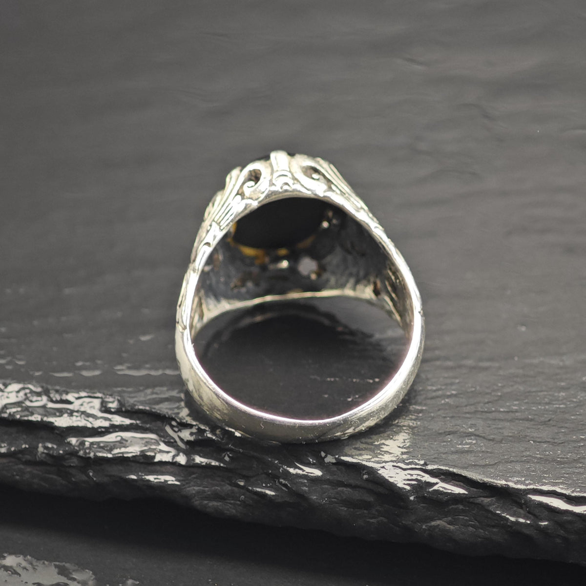 Oval Onyx Sterling Silver Ring Sz 9 R6747
