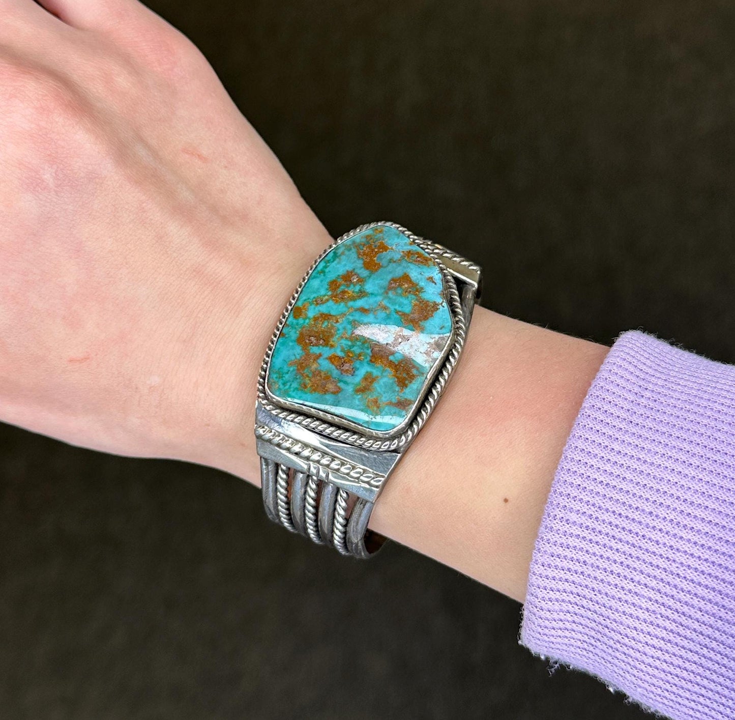 Native American Sterling Silver Cuff Bracelet Royston Turquoise