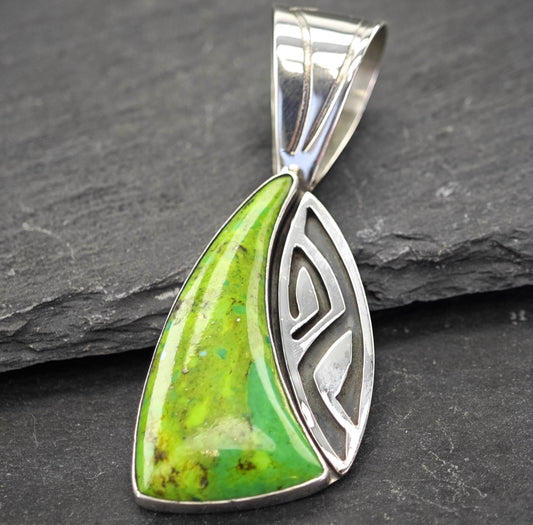 DTR Green Dyed Turquoise Pendant, Sterling Silver
