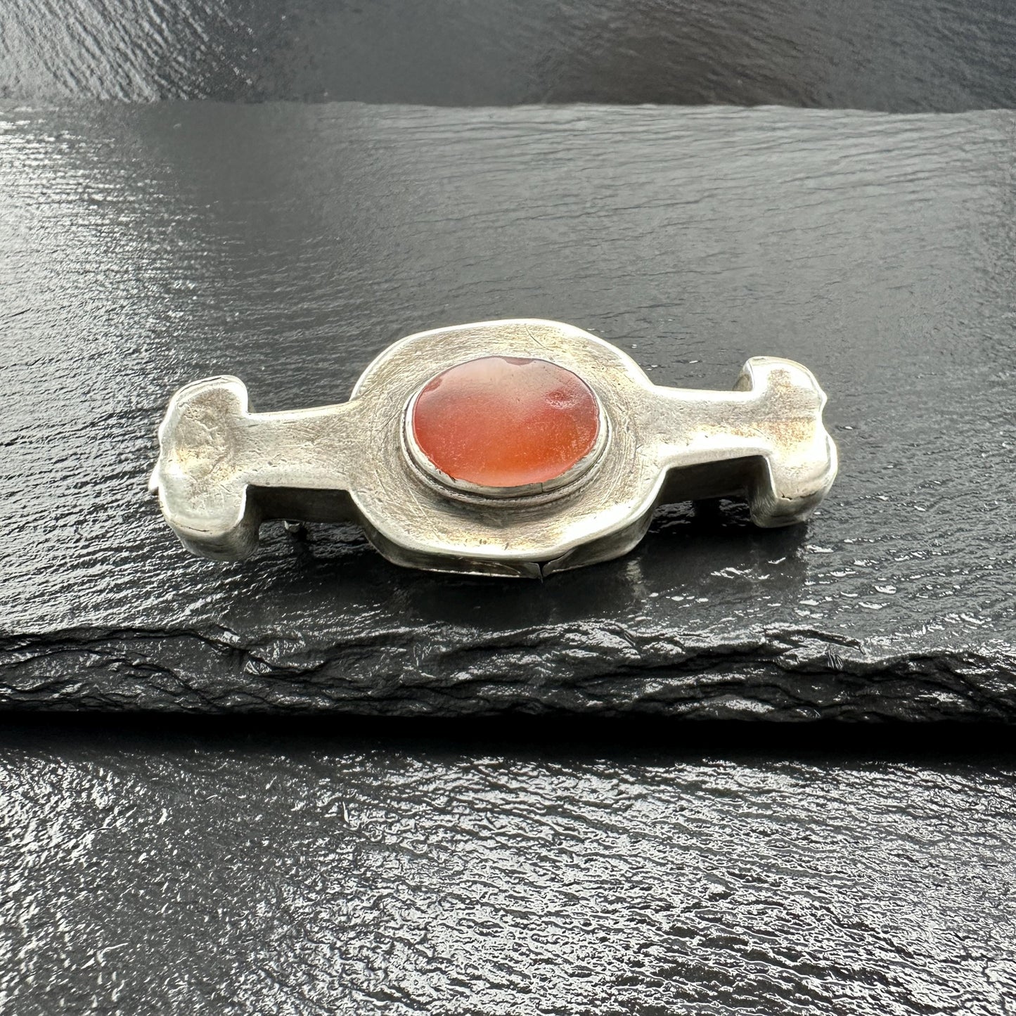 Handmade Carnelian Brooch Sterling Silver