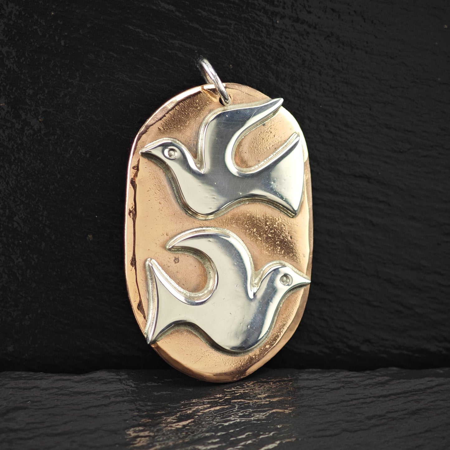 Retired James Avery Copper Dove Pendant Sterling Silver P2803